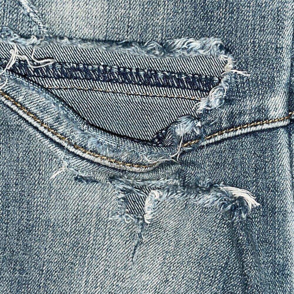 ONE X ONETEASPOON Low Rise Exposed Button Fly Dolphin Hem Distressed Jeans Sz.25 - Picture 11 of 16